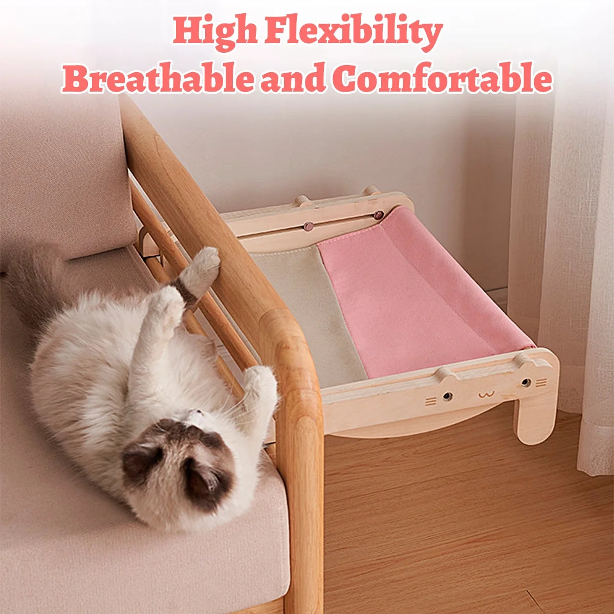 Cat Window Perch for Indoor, Cat Window Hammock Window Perch, Safety Cat Shelves Space Saving Window Mounted Cat Seat (Pink)