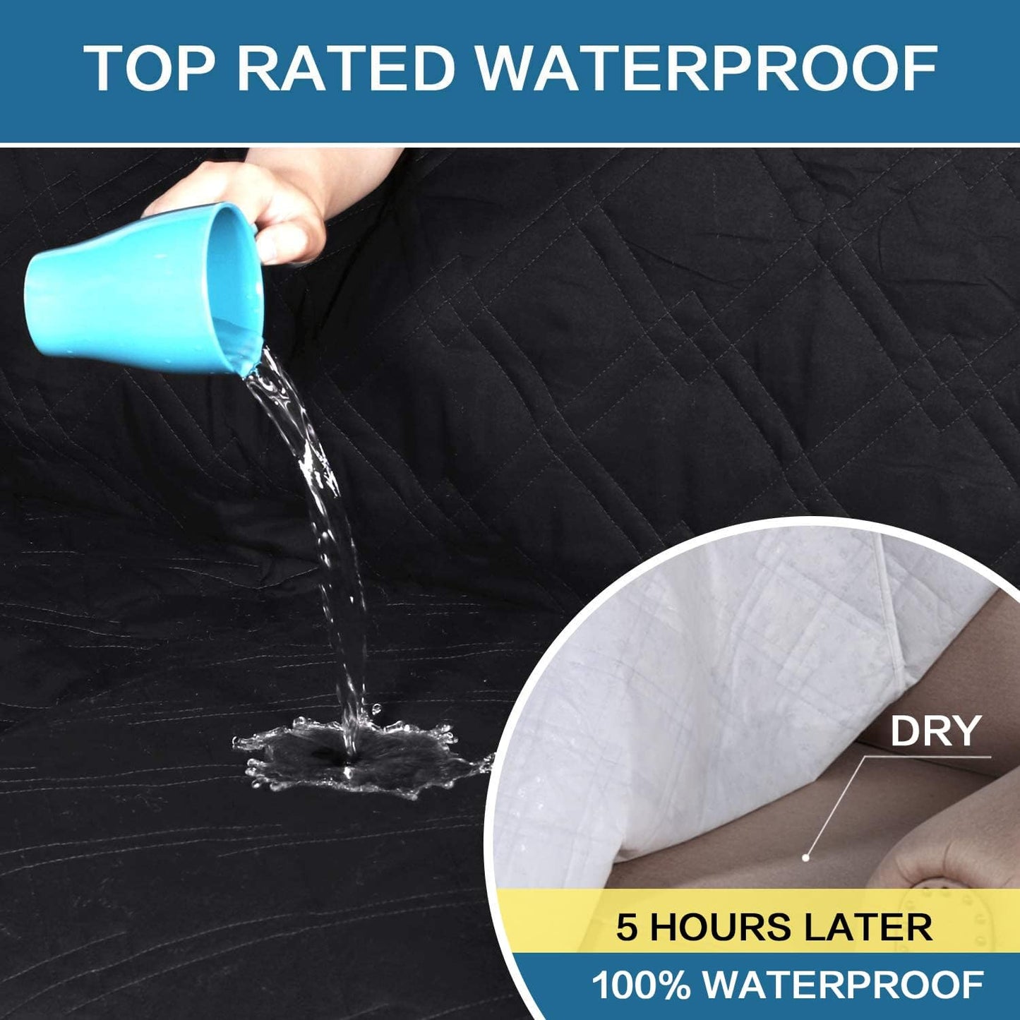 100% Waterproof Sofa Slipcover Washable Armchair Cover Non-Slip Furniture Protector for Living Room Couch Cover for Pets Chair Cover with Puppy Paw Silicone Backing (Armchair, Black)