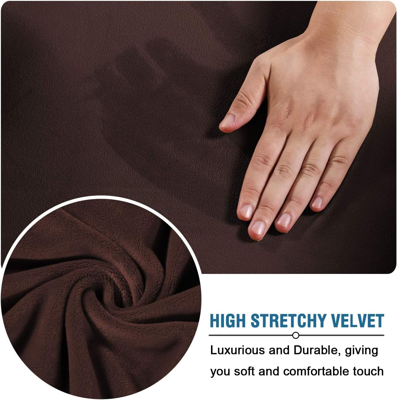 Square Ottoman Covers Ottoman Slipcover Square Footstool Protector Covers Storage Stool Ottoman Covers Stretch with Elastic Bottom, Feature Real Velvet Plush Fabric, Brown