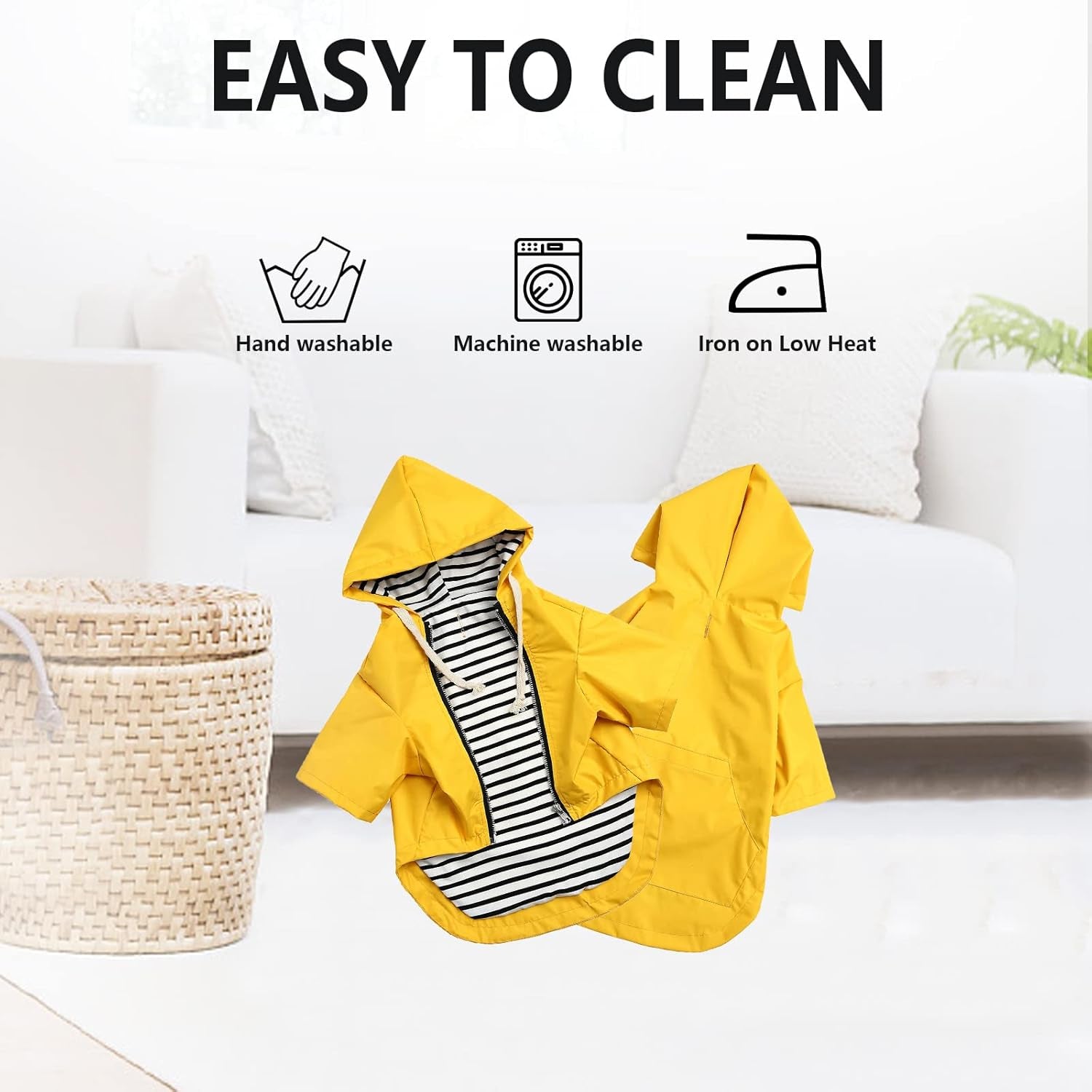Dog Raincoat Rain Jacket Raincoat Dogs Waterproof Small Medium Breeds Zip Closure Storage Pocket Harness Hole Yellow XXL