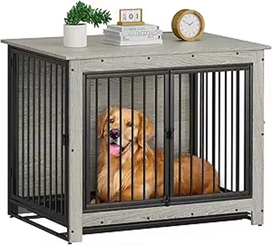 Dog Crate Furniture, Large Dog Crate Furniture, Wooden Cage Kennel Furniture Indoor, Modern Dog Crate with Multi-Purpose Removab