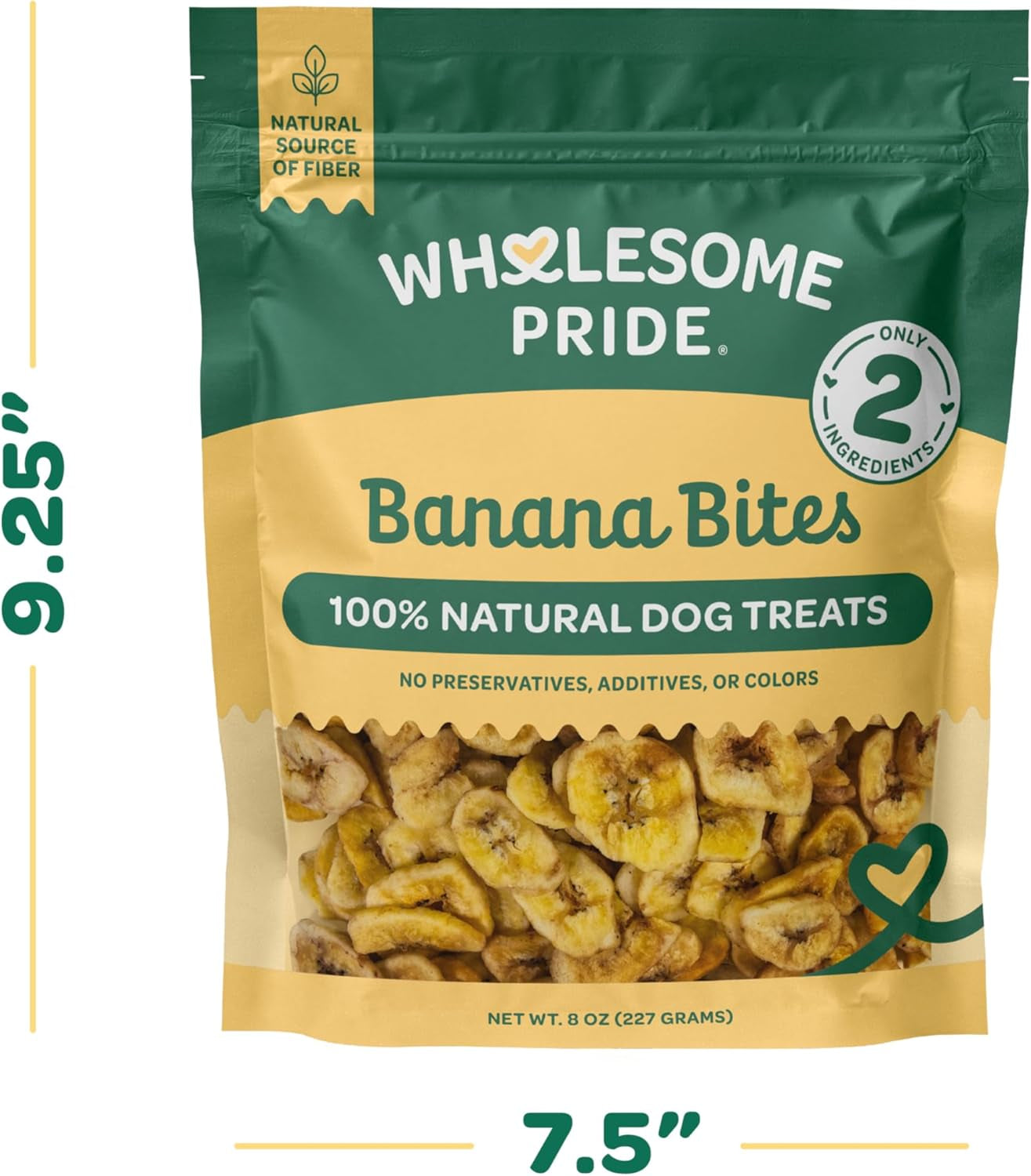 Banana Bites Dog Treats – 2-Ingredient Banana Chips for Dogs, Grain-Free, Banana & Coconut Oil, 8 Oz