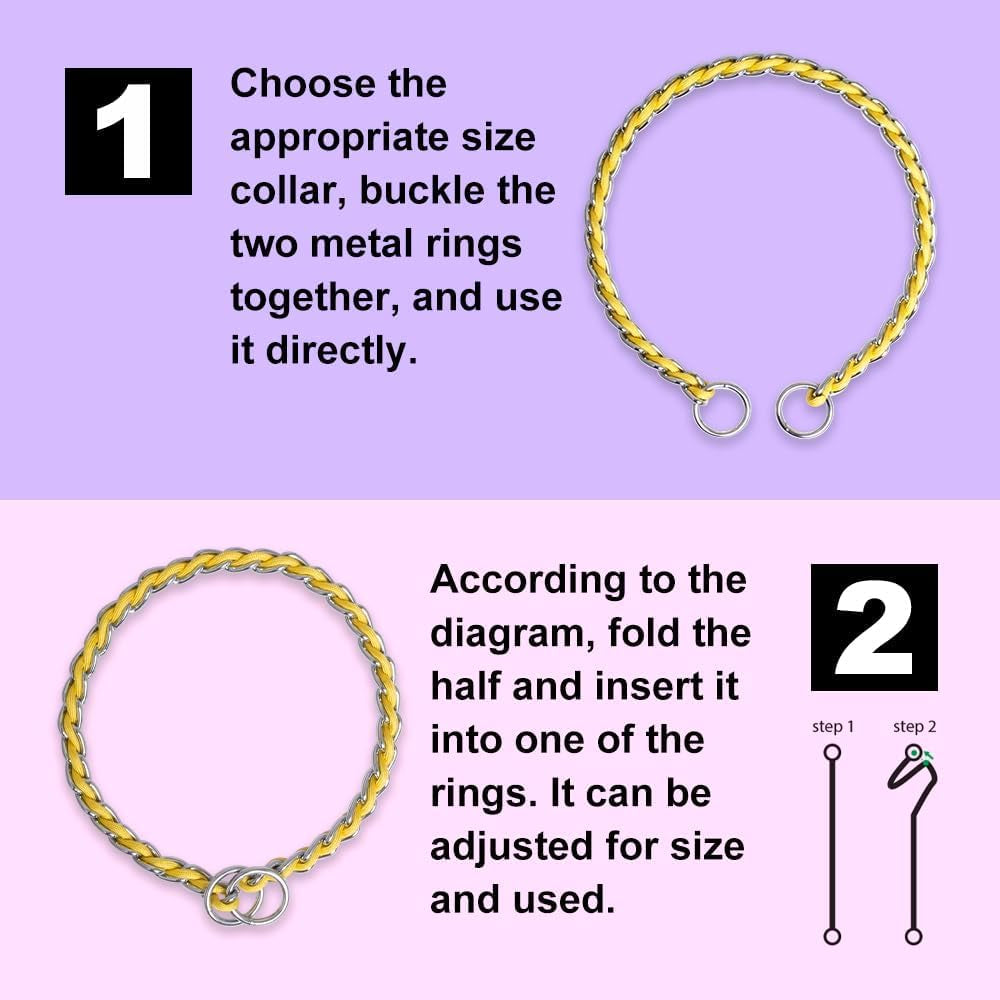Stainless Steel Heavy Duty Metal Dog Collar, Adjustable and Durable Pet Collar for Medium to Large Dogs, Ideal for Walking and Training (Gold, 4MM*20.5-23 Inches)
