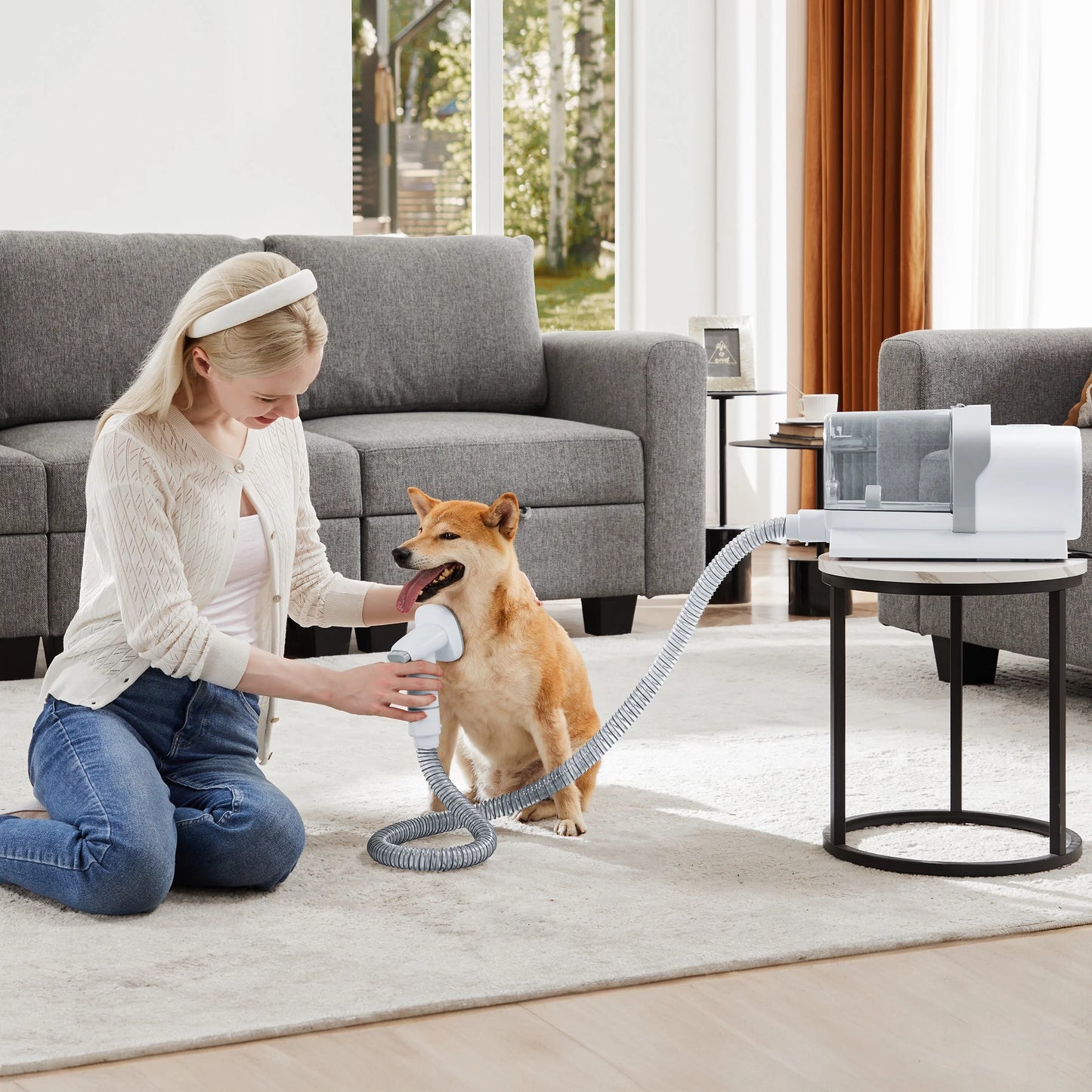 Dog Grooming Vacuum Kit 5-In-1 Electric Pet Trimmer, 2.5L Dust Box, Low Noise, White