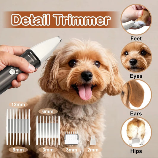 4 in 1 Dog Grooming Clippers Kit with LED Display,Waterproof Dog Clippers Cordless for Thick Hair,Low Noise Dog Hair Trimmer for Dogs Cats Animals