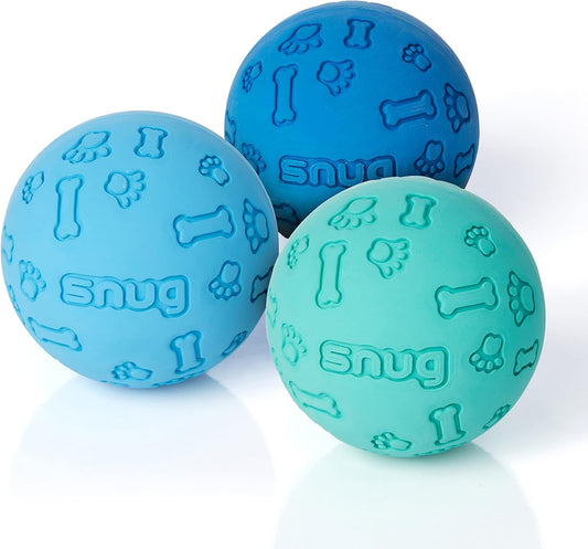 Rubber Dog Balls for Small and Medium Dogs - Tennis Ball Size - Virtually Indestructible (3 Pack - Cool)