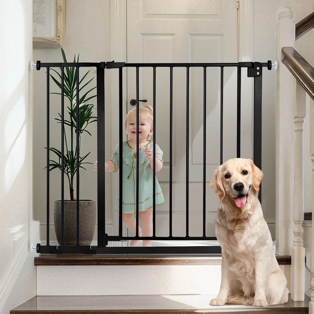 Baby Safety Gate, Baby Gates for Top Stairs Doorway, 29.5''- 40.5''Wide Pressure Mount, Black