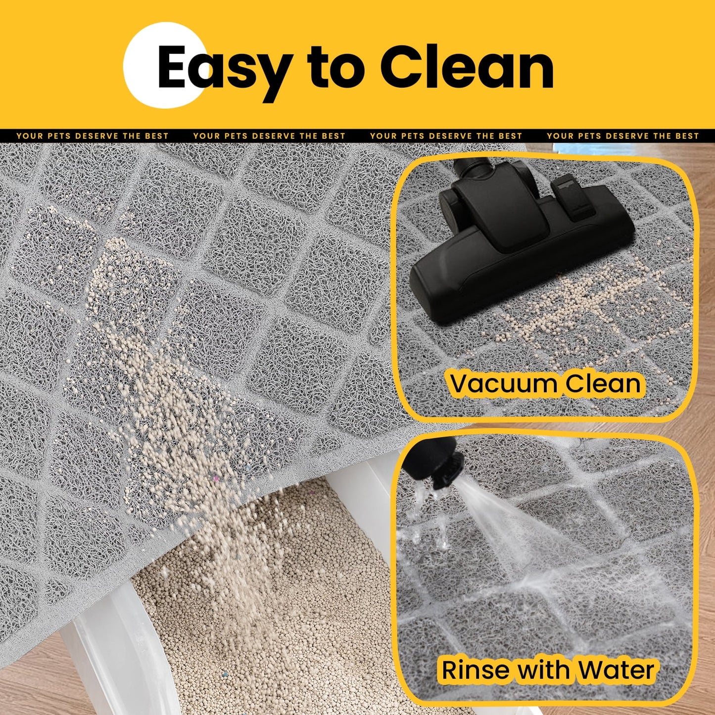 Cat Litter Mat, 24" X 17" Premium Durable PVC, Non-Slip, Less Waste, Urine Waterproof