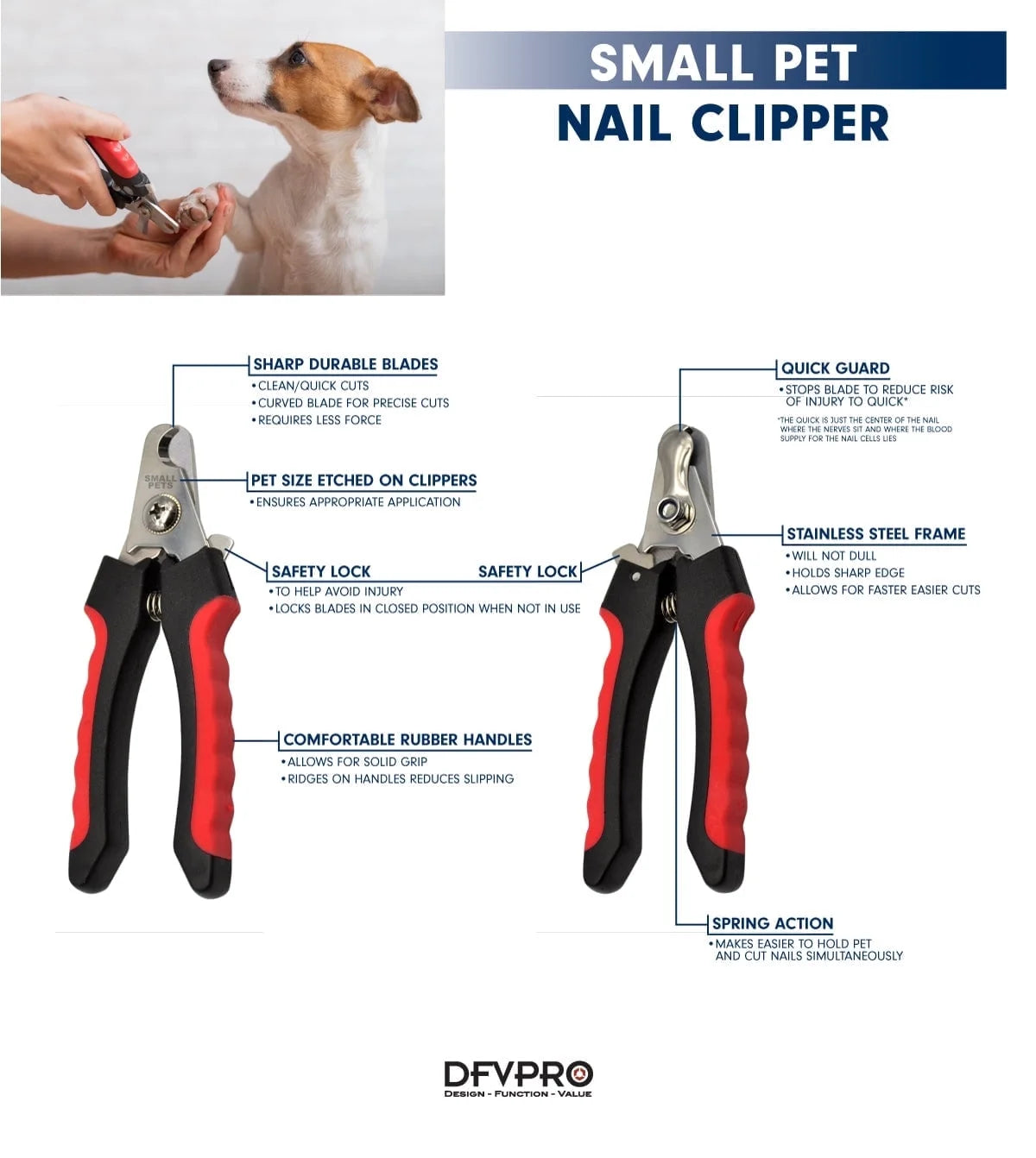 Heavy Duty, High Quality Dog & Cat Nail Clippers with Safety Guard {Small}