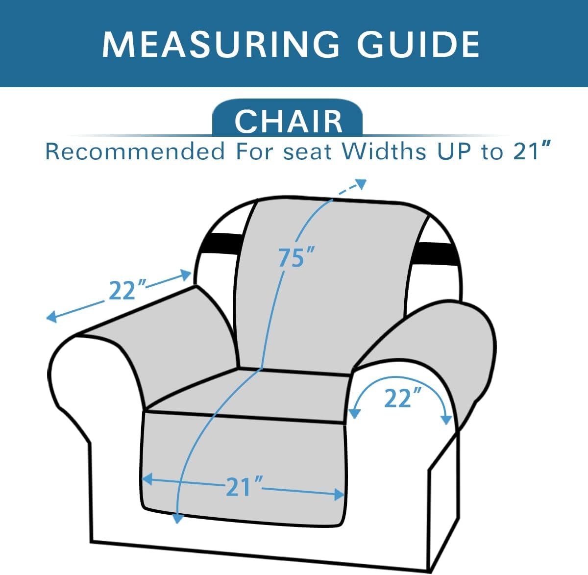100% Waterproof Sofa Slipcover Washable Armchair Cover Non-Slip Furniture Protector for Living Room Couch Cover for Pets Chair Cover with Puppy Paw Silicone Backing (Armchair, Black)