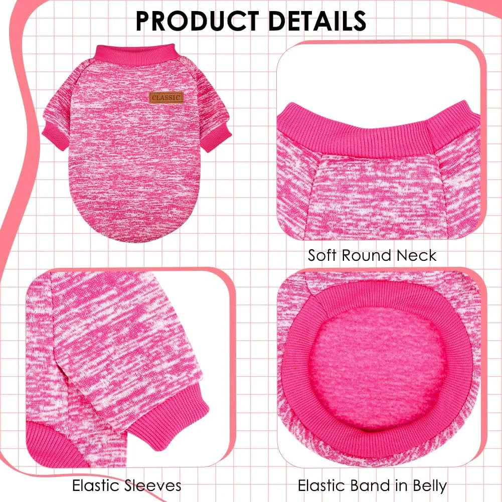 3 Pack Dog Sweaters for Small Dogs Girl Boy Dog Winter Fleece Clothes Warm Soft Dog Sweatshirt Outfit for Dog Cat Pet Apparel