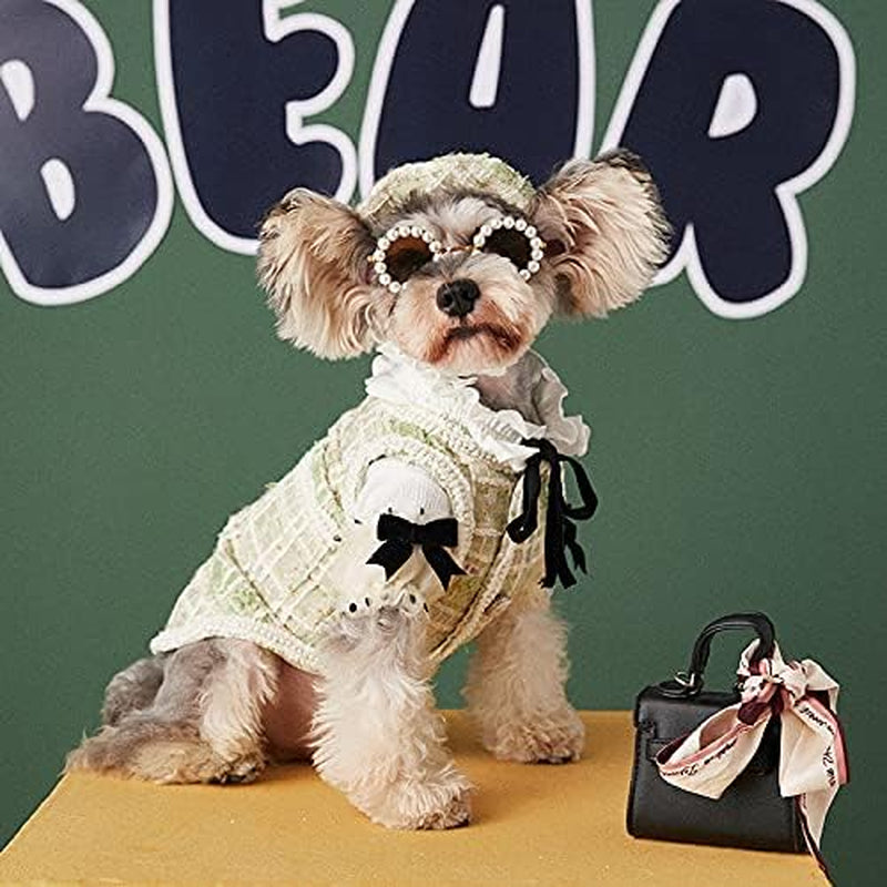 Pearl Dog Sunglasses for Costume Party Dog Accessories Glasses Eye-Wear UV Protection Pet Windproof Glasses (L,4.3")