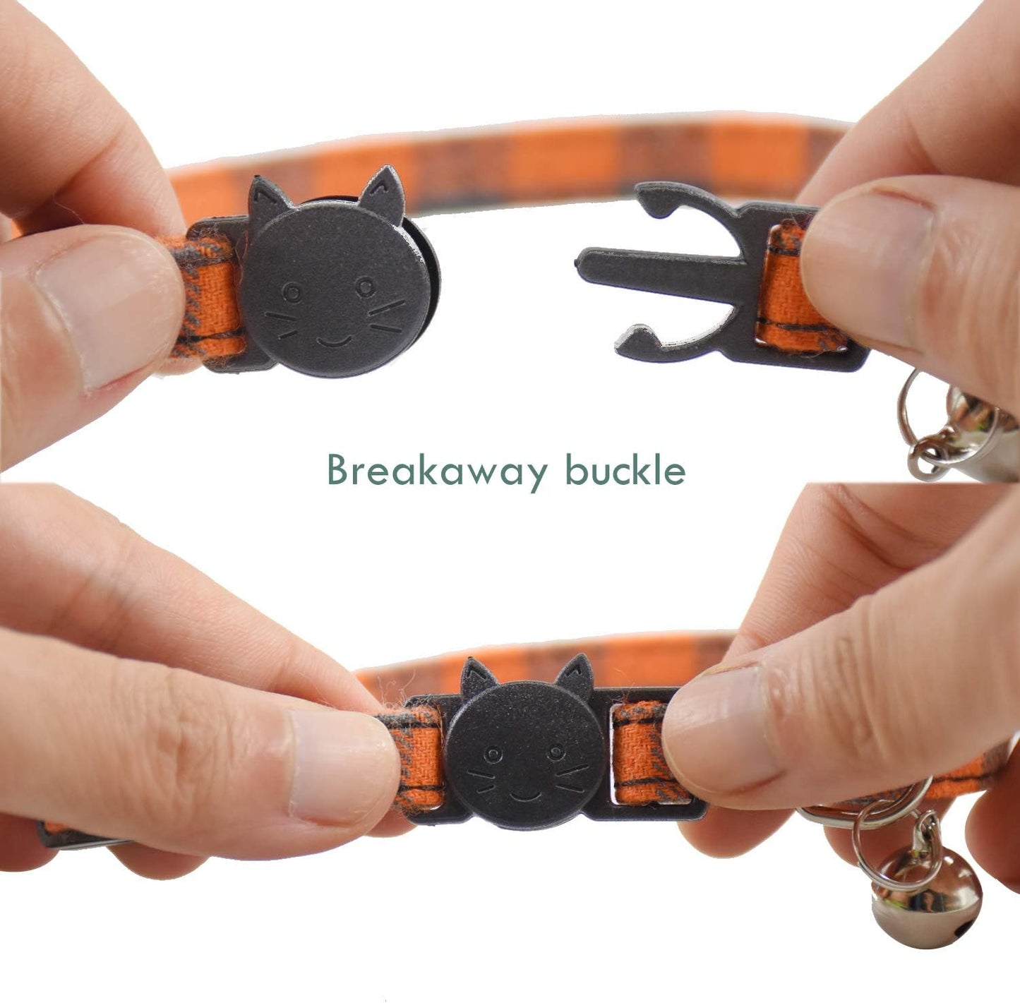 Breakaway Cat Collars with Bell, Set of 3, Durable & Safe Cute Kitten Collars Safety Adjustable Kitty Collar for Cat Puppy 7.5-11In (Black,Blue,Orange)