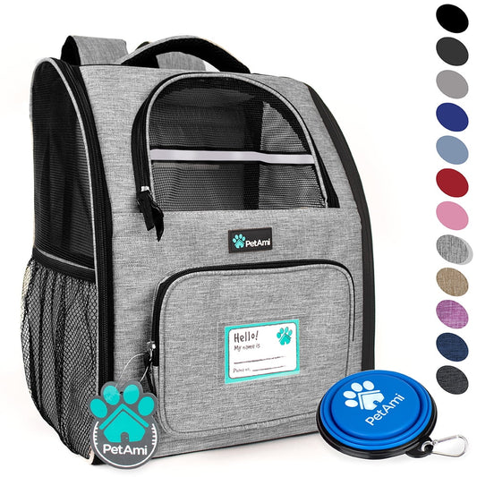 Dog Backpack Carrier for Small Large Cat, Pet, Puppies, Ventilated Pet Hiking Backpack Travel Bag, Airline Approved Cat Backpack Carrier, Safety Back Support, Camping Biking Dog Bag, Grey