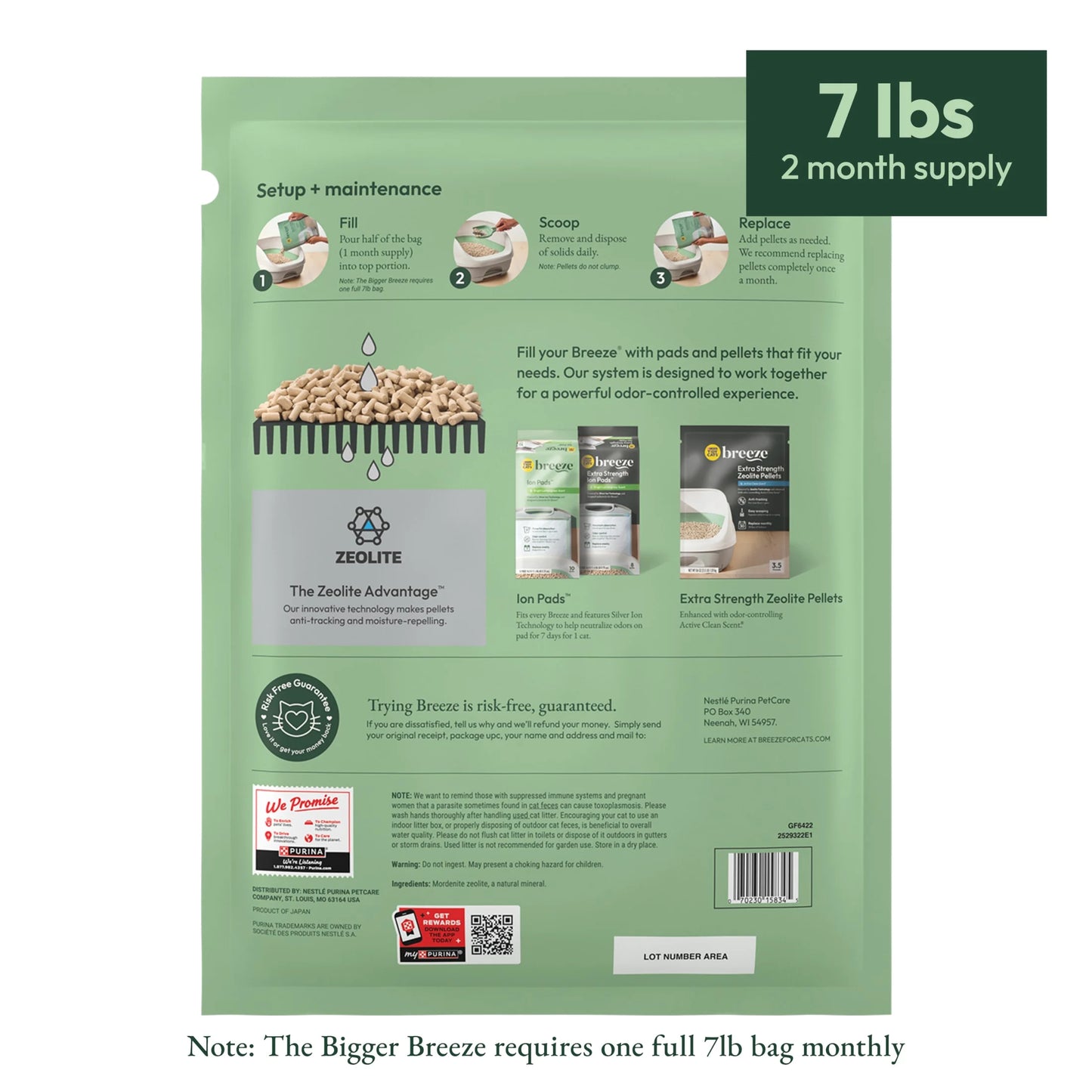 Purina  Breeze Unscented 99.9 Percent Dust Free, Multi Cat, Zeolite Pellet Cat Litter Refill