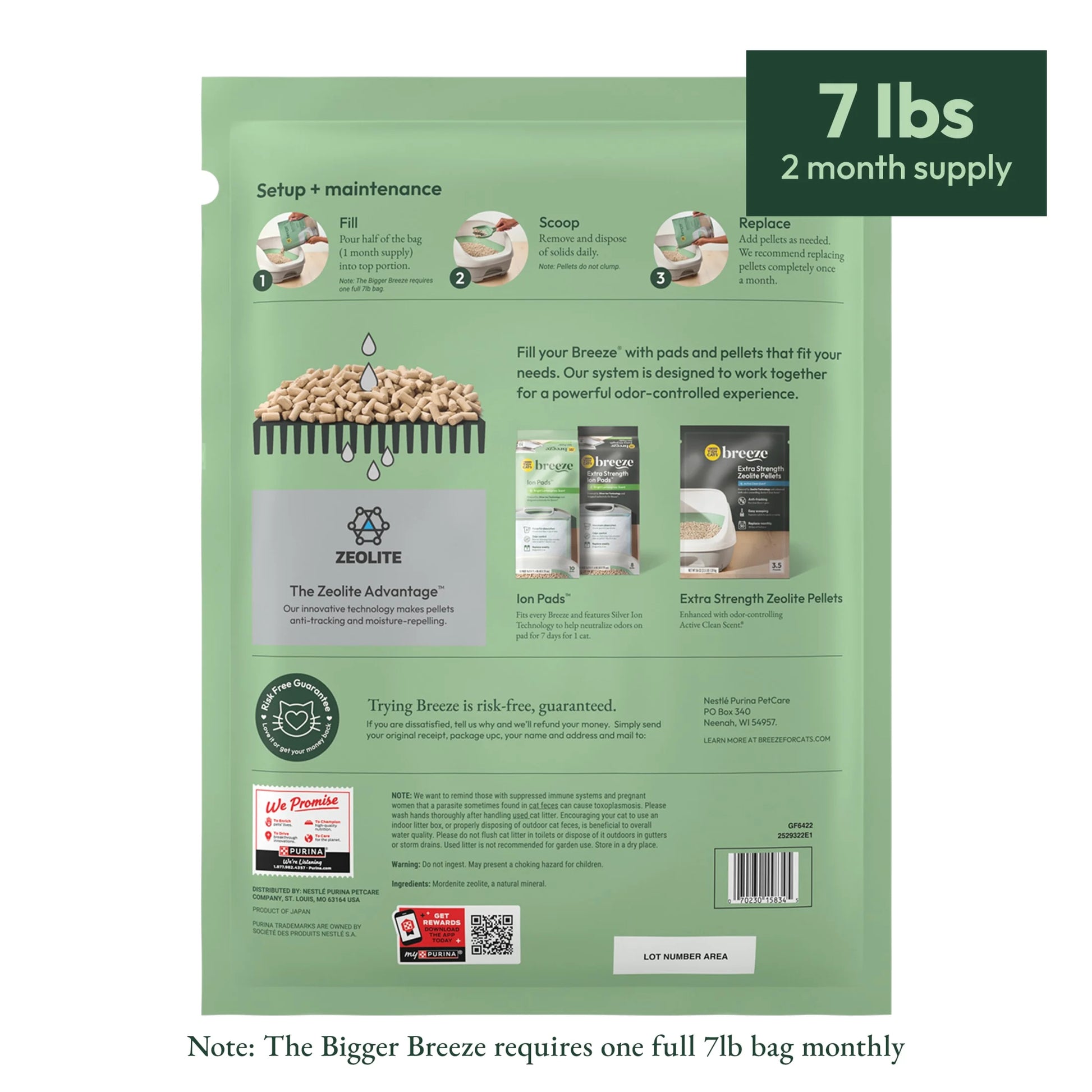 Purina  Breeze Unscented 99.9 Percent Dust Free, Multi Cat, Zeolite Pellet Cat Litter Refill