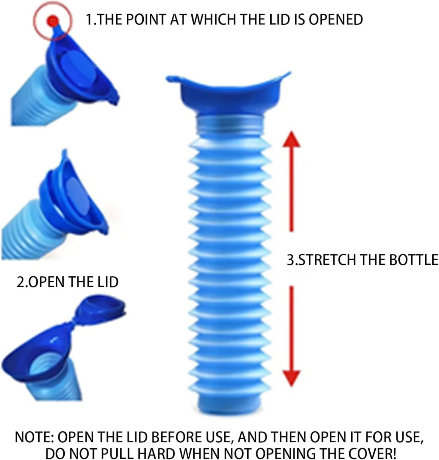 Adjustable Portable Urinal, Pee Bottles Unisex, Collapsible Urinal Emergency Travel Urinal Mini Mobile Toilet Potty Pee Bottle for Traffic Jam and Camping 750ML