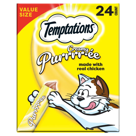 Creamy Puree with Chicken Squeezable Lickable Wet Treats for Cats, 0.42 Oz (24 Pack)
