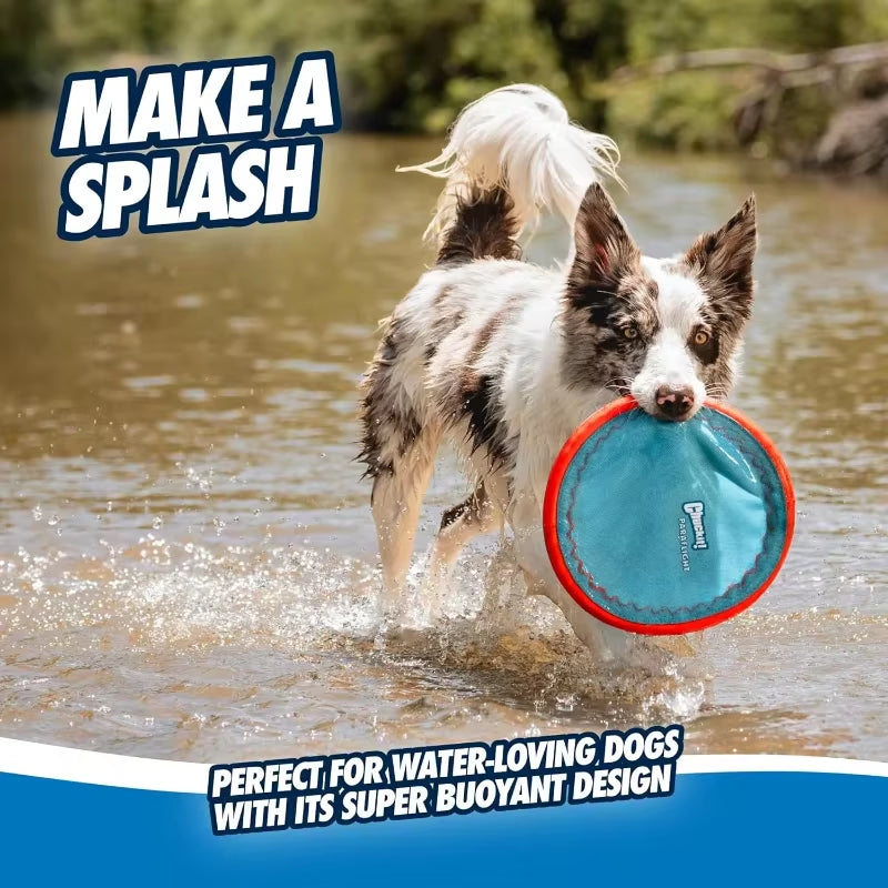 Paraflight Flying Disc Dog Toy Water Floating Flyer Durable Nylon Construction with Soft Rubber Edges for Medium and Large Dogs