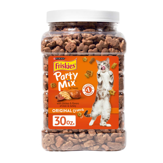 (2 Pack)   Party Mix Cat Treats, Original Crunch Snacks, 30 Oz. Canister