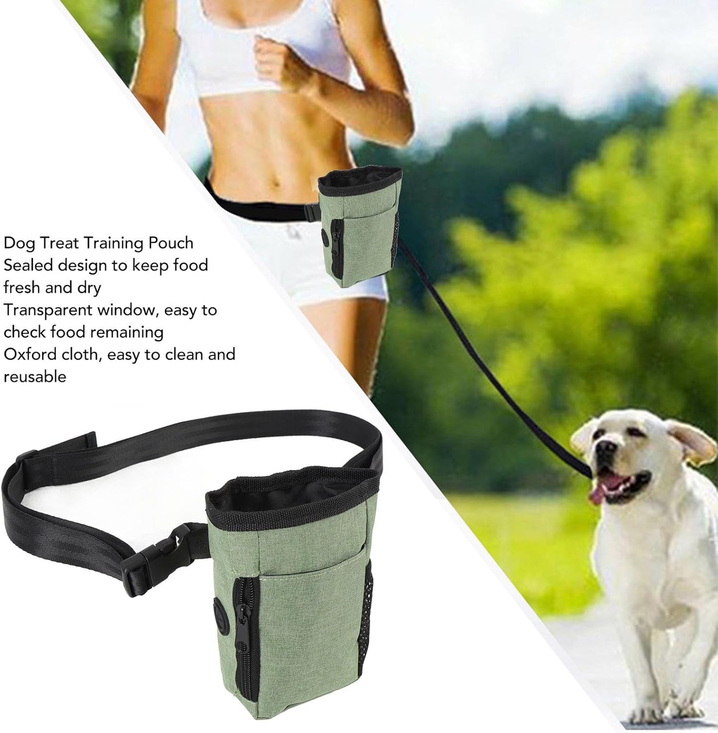Dog Treat Pouch, Waist Belt Clip Dog Portable Dog Treat Bag, Oxford Cloth Dog Training Treat Pouch for Dog Walks, Dog Training and Behavior Aids, Doggy Treat Snack Bag for Outdoor