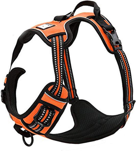 Adjustable No-Pull Dog Harness Reflective Pup Vest Harnesses Comfortable Control Brilliant Colors Tlh5651(Orange,M)