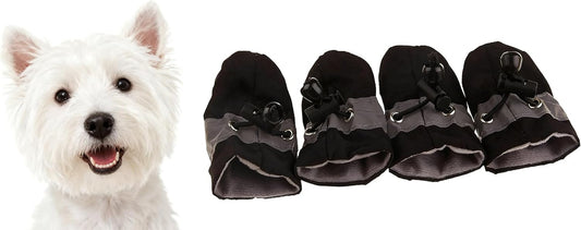 anti Slip Dog Socks Shoes Adjustable Drawstring Boot Paw Protectors for Small Medium Pets Cats Black Small