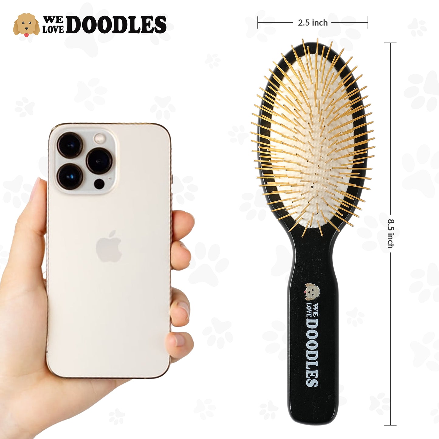 Pin Brush for Dogs, Pet Grooming Detangler Pin Dog Brush, Dog Brush for Shedding & Loose Fur, Gold Pins Long Haired Pets