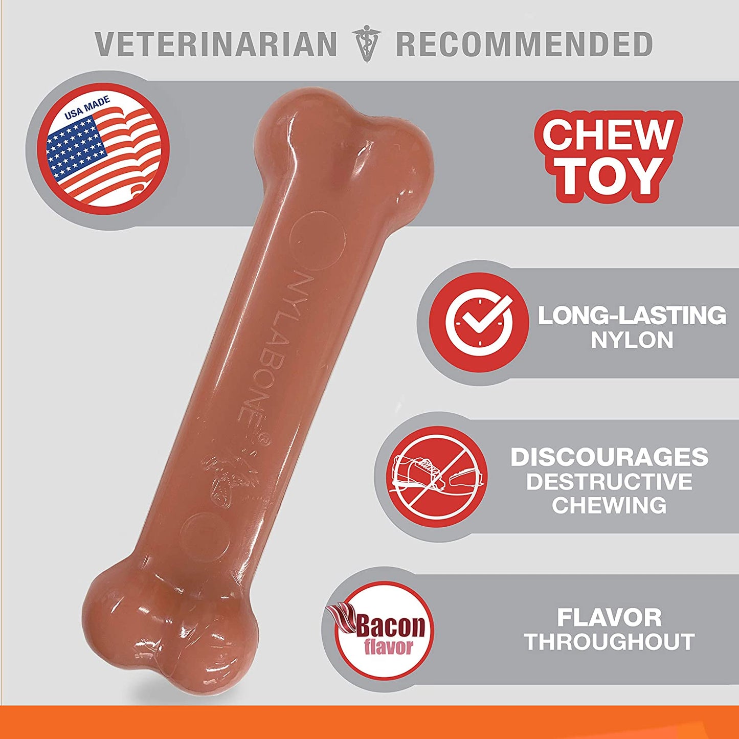 Original Bone Power Chew Toy for Dogs, Durable Dog Toys for Aggressive Chewers, Basted Blast Bacon & Chicken Flavor, Medium - up to 35 Lbs, 2 Pack