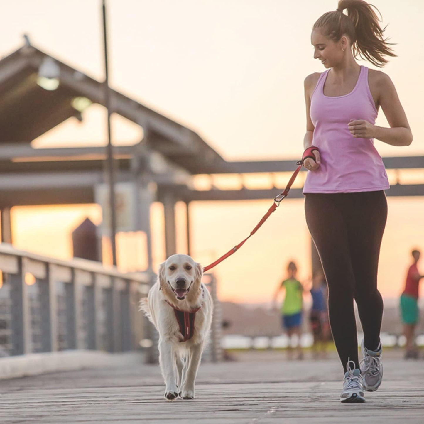 Premium Handy Dog Leash - Soft and Secure Neoprene Glove Perfect for Running or Jogging - Add to Any Existing Leash or Combine with an Extension (15”, Red)