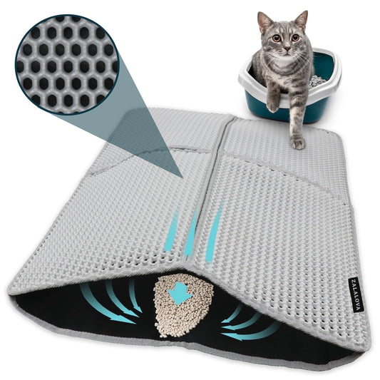 Cat Litter Mat, 36 X 24 Inch Washable Kitty Litter Trapping Mats, Extra Large XL Honeycomb Double Layer, Urine & Waterproof