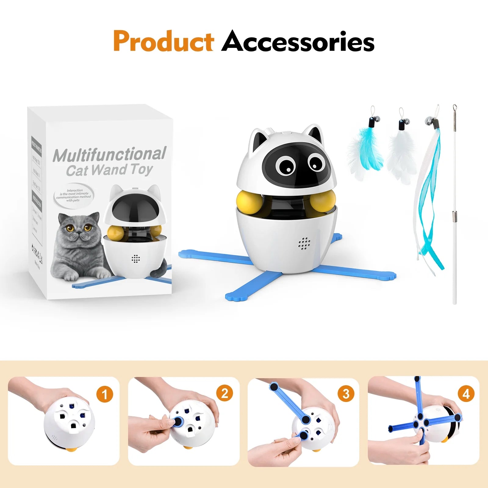 Indoor Automatic Cat Toy with Laser, Feather, and Rechargeable Features