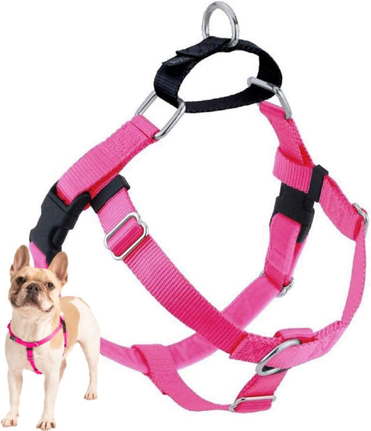 Freedom No Pull Dog Harness, Adjustable Harness, Easy Walking & Comfortable Control, Fits Small, Medium & Large Dogs, Solid Colors, Made in USA, 1" XL, Hot Pink