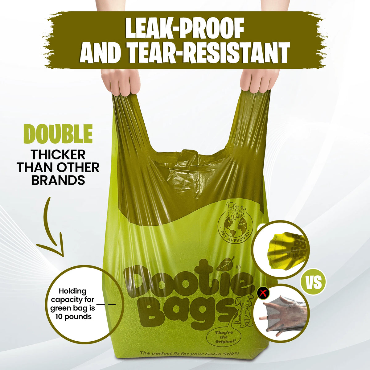 Dootie Bags® Medium-Large Dog Waste Bags, E-Z Tie Handle, Strong, Leakproof, Fits  Pooper Scoopers, Poop Bag Unscented