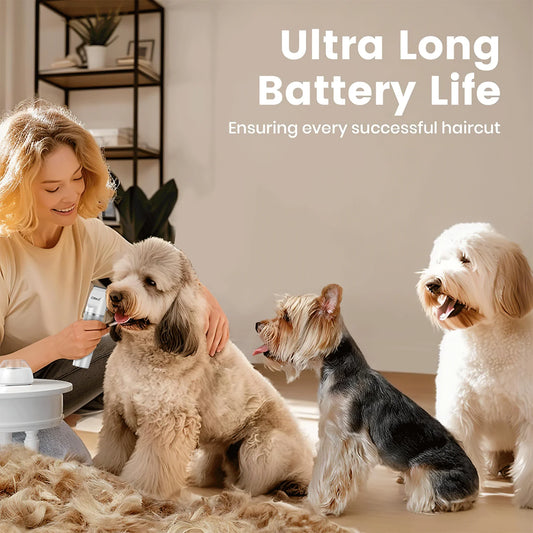 Dog Clippers for Thick Heavy Coats, Low Noise Rechargeable Cordless Pet Shaver with Stainless Steel Blade, Waterproof Dog Grooming Kit for Dogs Pets and Animals, White