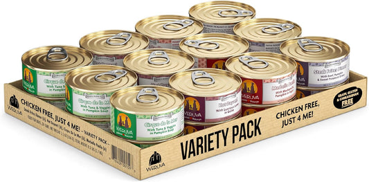 Classic Dog Food, Variety Pack, Chicken Free, Just 4 Me, Wet Dog Food, 5.5Oz Cans (Pack of 24)