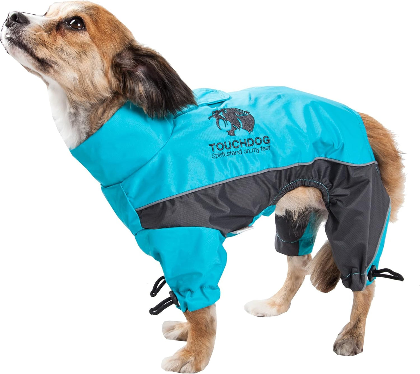 TOUCHDOG 'Quantum-Ice' Full Body Bodied Adjustable and 3M Reflective Pet Dog Coat Jacket W/ Blackshark Technology, Medium, Ocean Blue, Grey