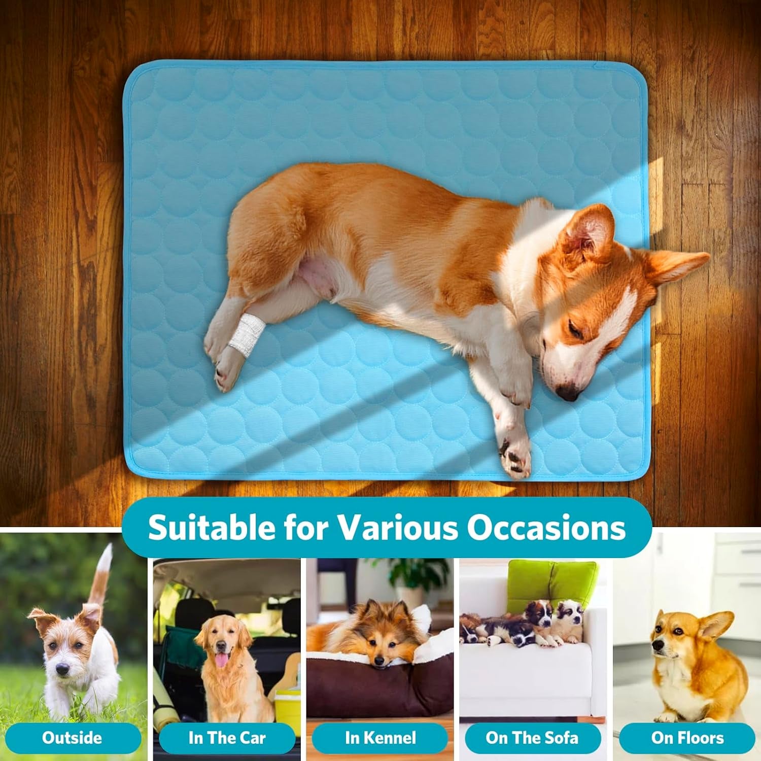 Dog Cooling Mat Dog Cooling Pad Self Cooling Blanket, Washable Cooling Mat for Dogs, Pet Cooling Mat Keeps Pets Cool in Summer Heat, Resuable Fabric Cooling Mat 28X22Inch/70X55Cm