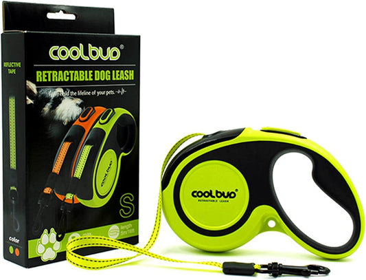 Retractable Dog Leash, No Tangles, 16Ft Heavy Duty Pet Walking Leash with Anti-Slip Handle for Small Dog or Cat, Strong Reflective Nylon Tape, One-Handed Brake, Pause, Lock (Green,Small)