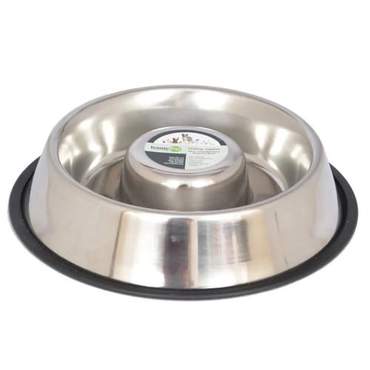 2-Pack Slow Feed Stainless Steel Pet Bowl for Dog or Cat, Medium, 24 Oz