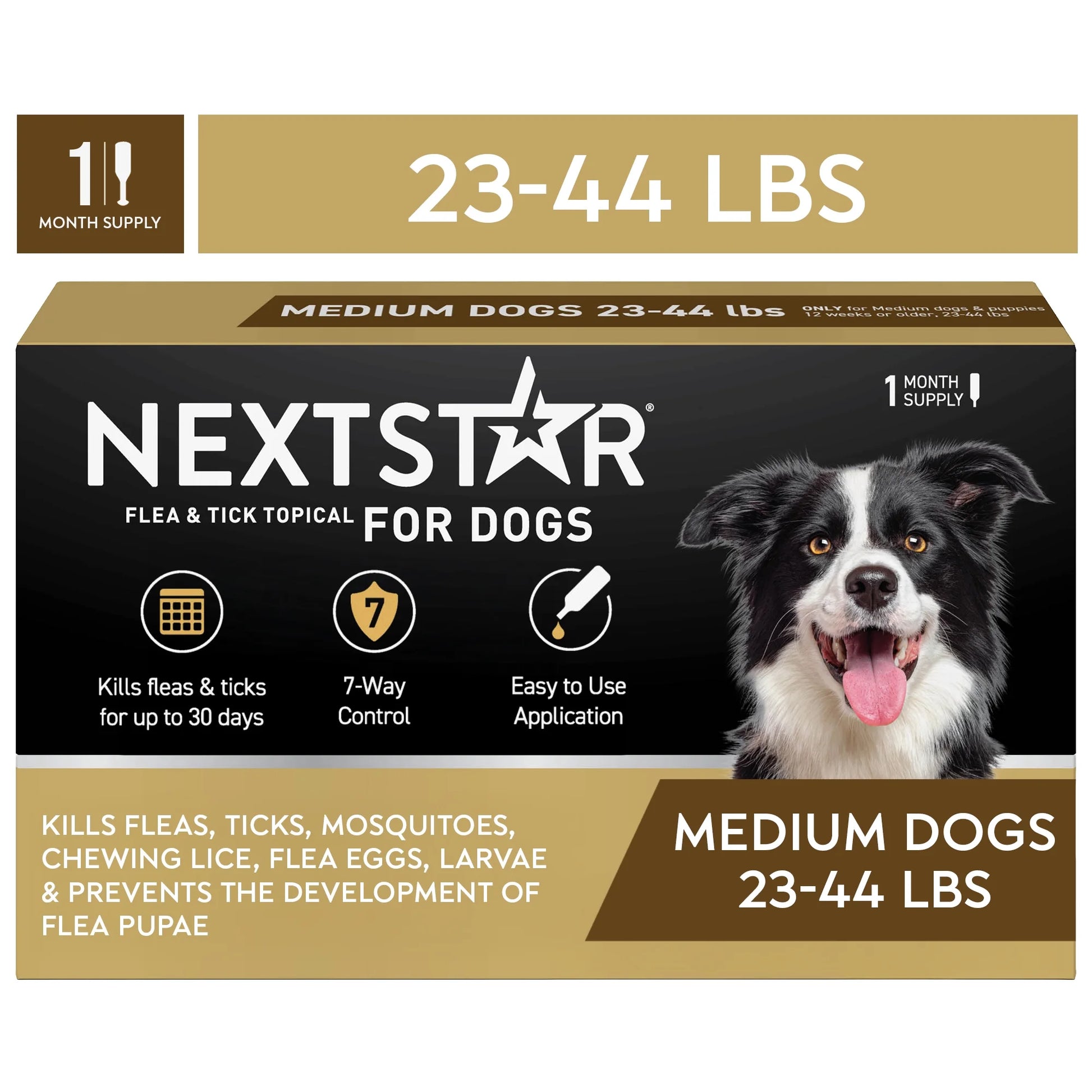 Flea & Tick Topical Prevention for Dogs 23-44 Lbs, 1-Month Supply