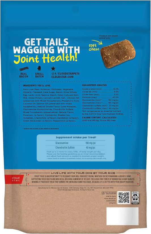 Dynamo Dog Soft Chews Hip & Joint Grain Free Dog Treats, Bacon & Cheese, 14 Oz. Pouch