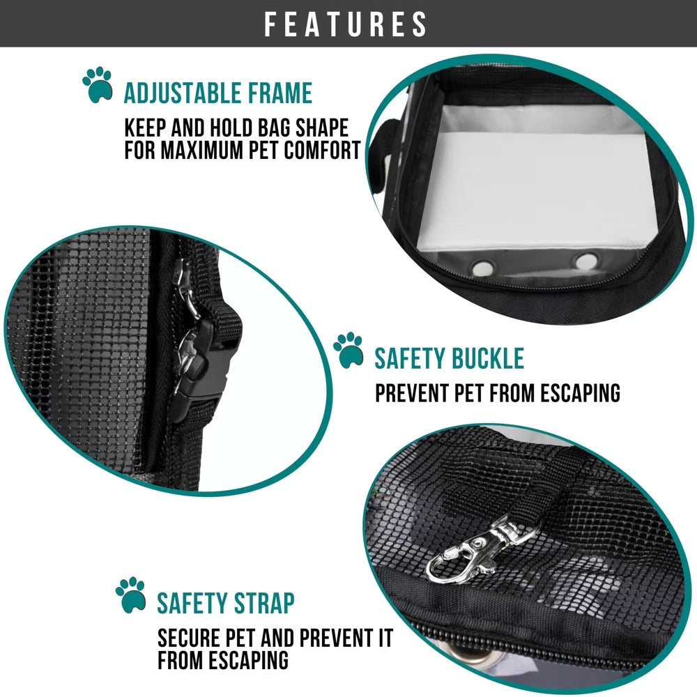 Petami Dog Purse Carrier for Small Dogs, Airline Approved Soft Sided Pet Carrier W/ Pockets, Ventilated Dog Carrying Bag Puppy Cat, Dog Travel Supplies Accessories Carry Tote, Sherpa Bed, Floral Gray