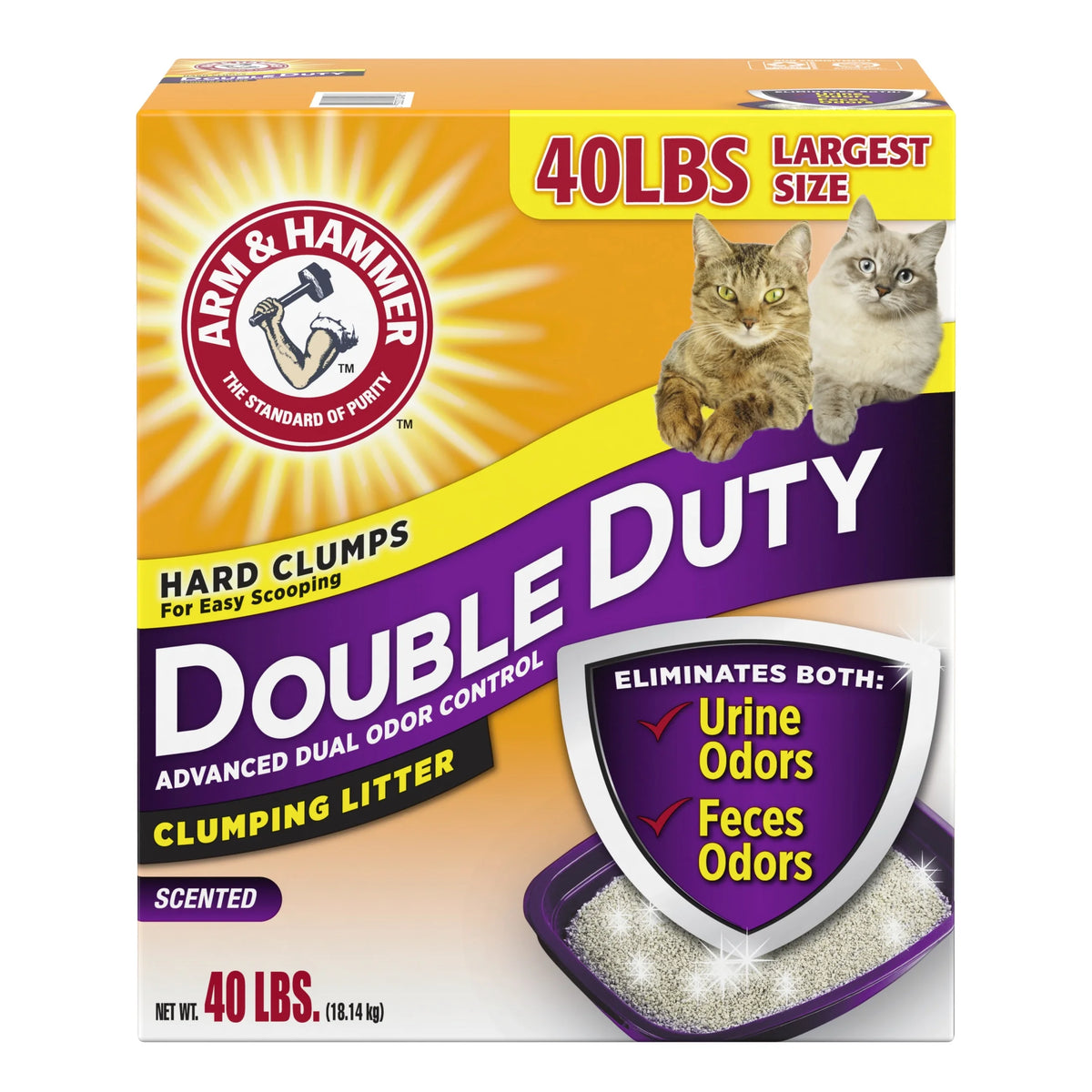Double Duty Cat Litter, Advanced Odor Control Clumping Cat Litter, Scented, 40 Lb