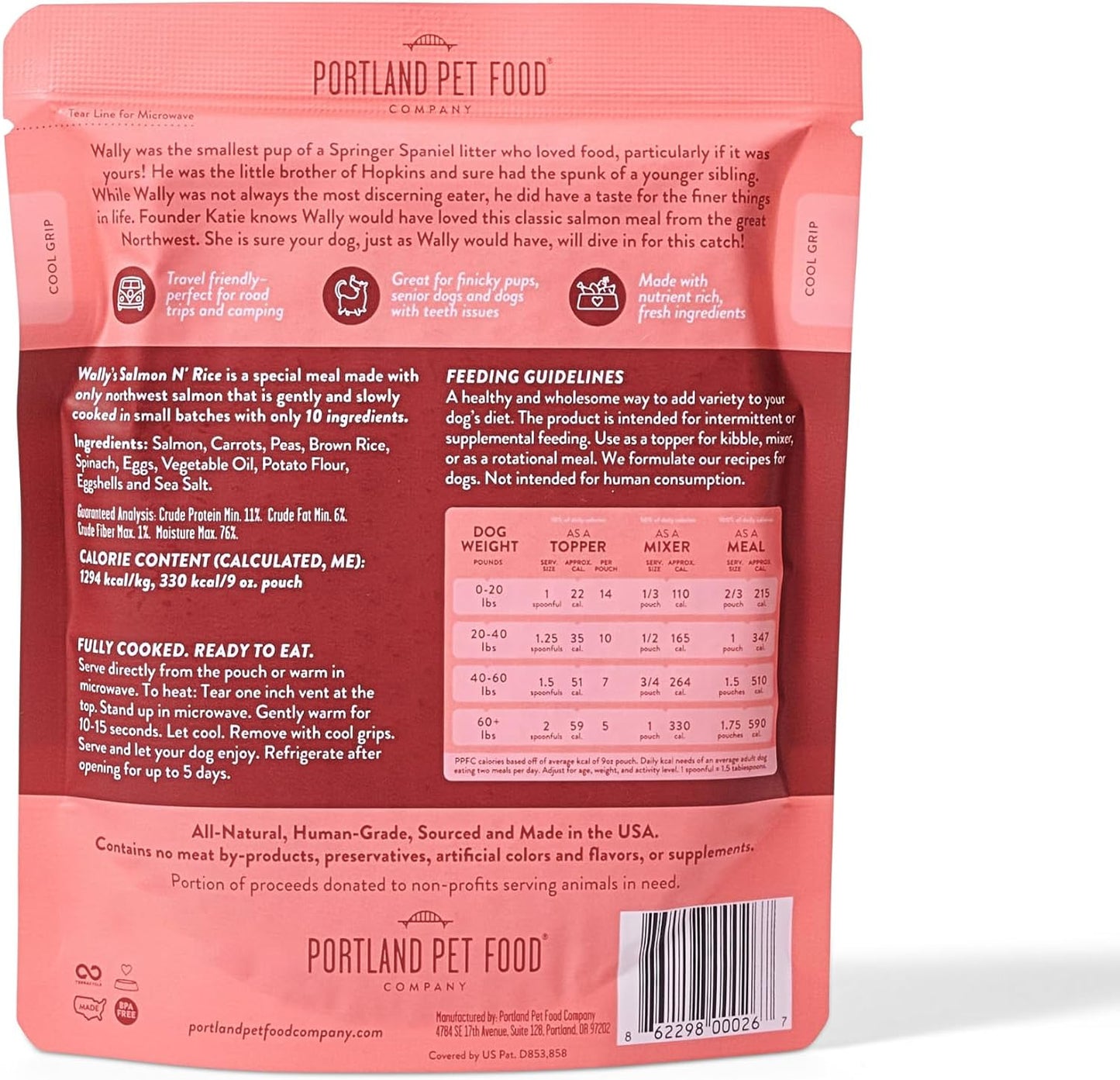 Fresh Dog Food Pouches - Human-Grade Toppers Wet Pet Meal & Mixers - Small & Large Breed Puppy & Senior Dogs - Gluten-Free, Limited Ingredient Salmon & Beef - 8 Pack Variety