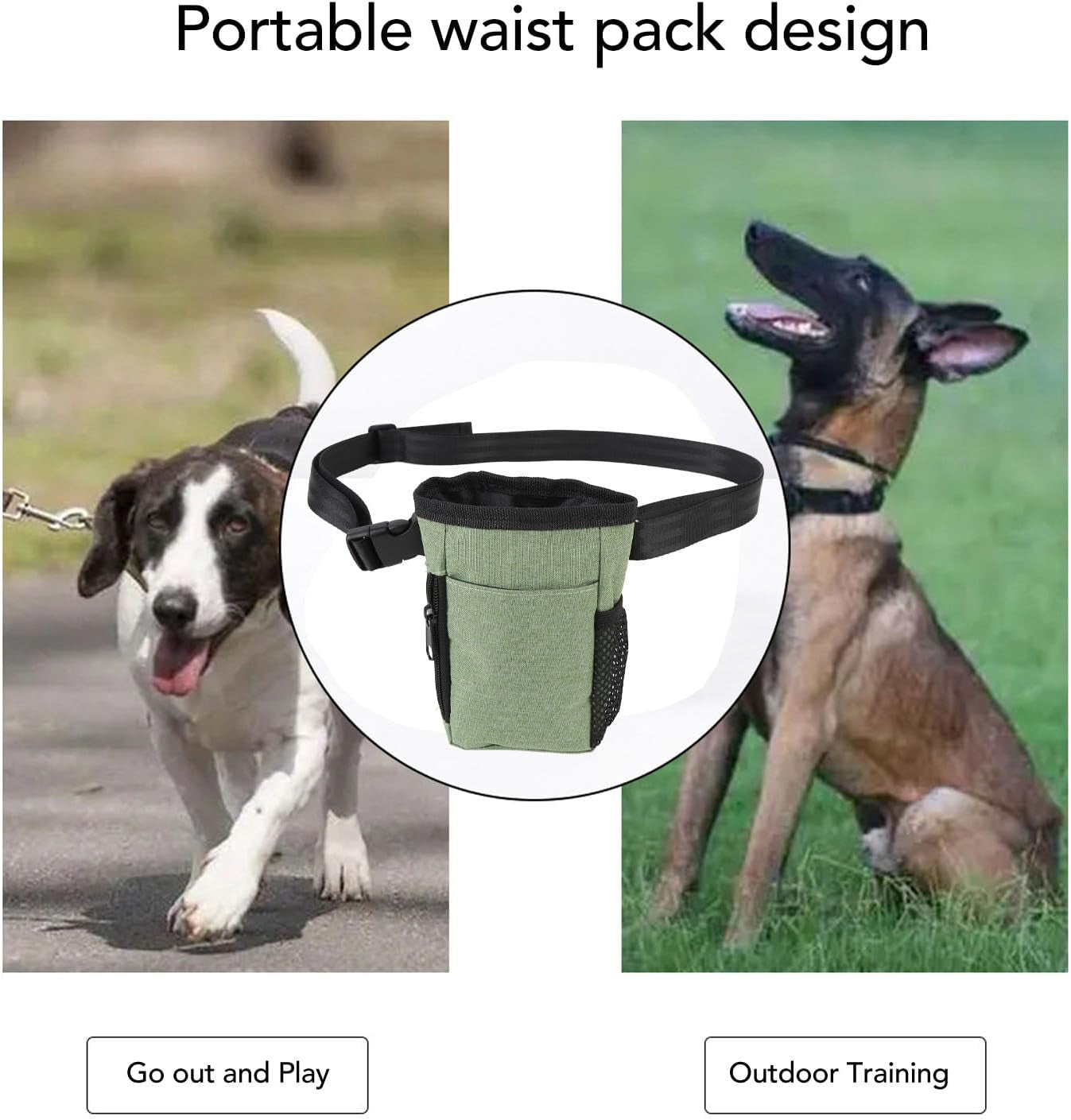 Dog Treat Pouch, Waist Belt Clip Dog Portable Dog Treat Bag, Oxford Cloth Dog Training Treat Pouch for Dog Walks, Dog Training and Behavior Aids, Doggy Treat Snack Bag for Outdoor