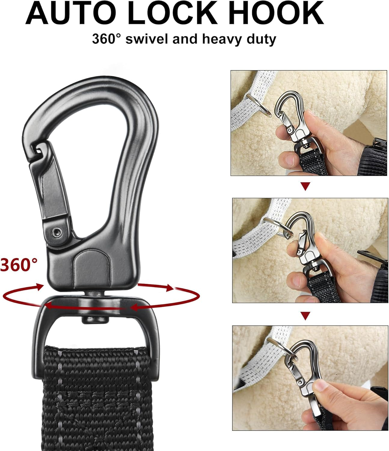 6FT Heavy Duty Dog Leash with Soft Padded Double Handle, Durable Strong Clasp Dog Leashes, Reflective Nylon Walking Lead for Large,Medium,Small Breed Dogs, Black