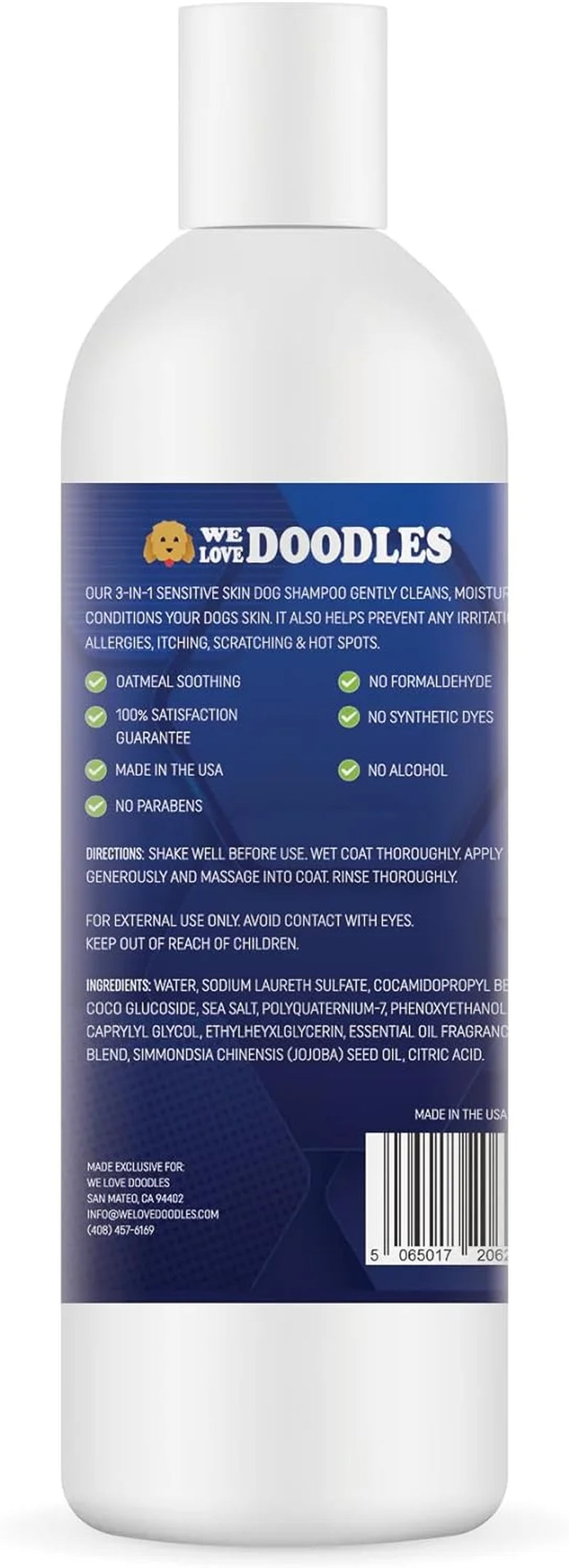 Premium 3-In-1 Sensitive Skin Dog Shampoo, Great for Allergies, Itching, Scratching, Anti-Itch with Oatmeal & Aloe, Made in USA, Itchy Coat Relief, Clean Ingredients, 16 Oz []