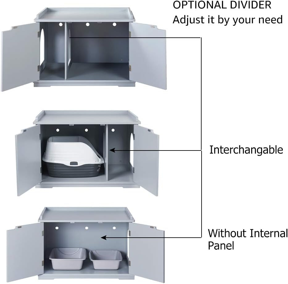 Cat Litter Box Enclosure Furniture, Cat Washroom, Hidden Litter Box Cover, Cabinet for Large Cat, Dog Proof Cat Litter Boxes, Hideaway Litter Box, Cat House, Grey