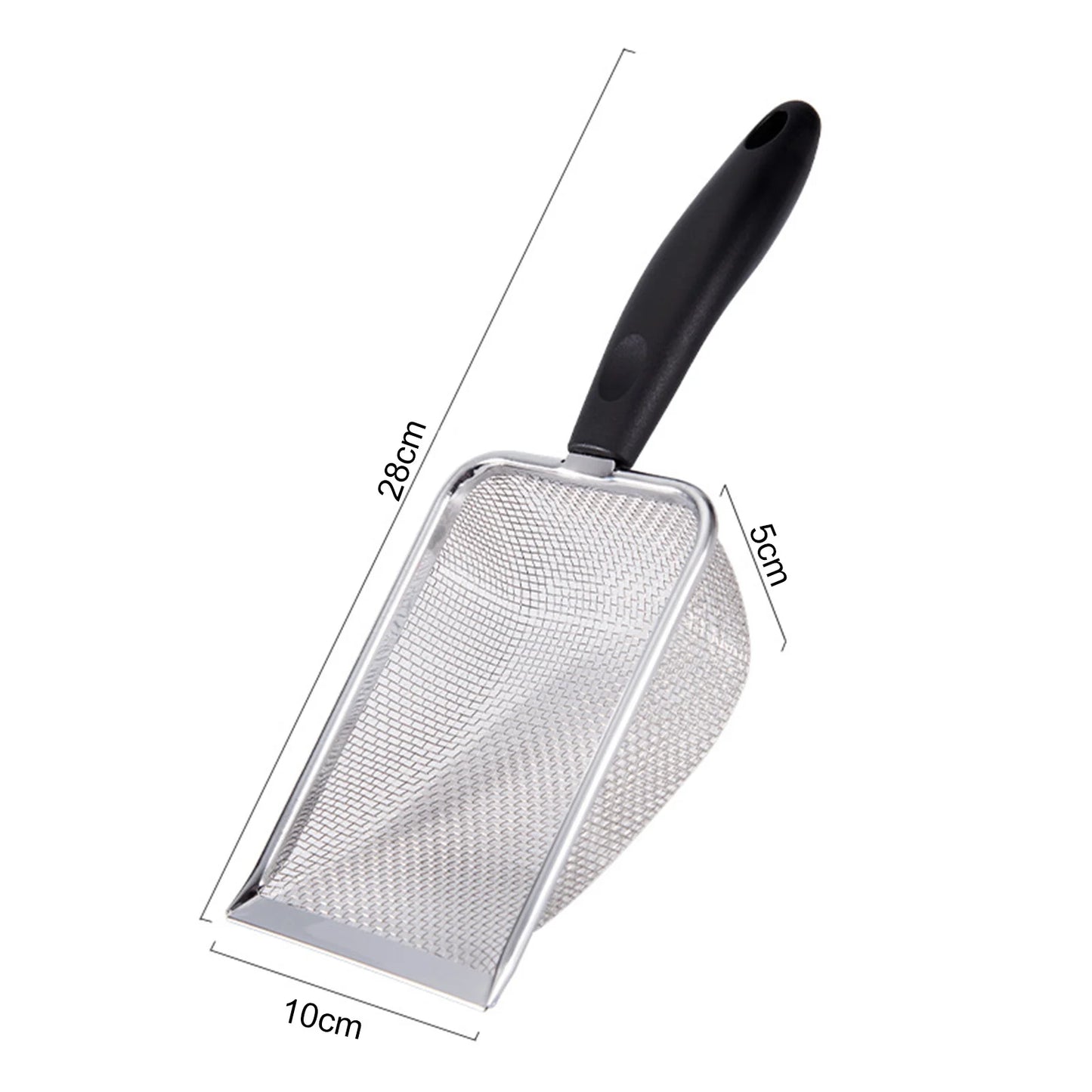 Metal Fine Mesh Cat Litter Scoop with Handle,Multifunctional Non-Stick Coated Reptile Litter Shovel Sand Hanging Hole Pet Cleaning Supplies